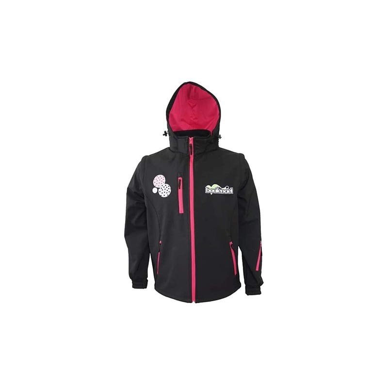 Blouson Softshell Noir/Rose avec capuche et manches amovibles