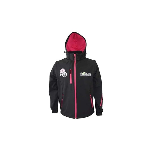 Blouson Softshell Noir/Rose avec capuche et manches amovibles